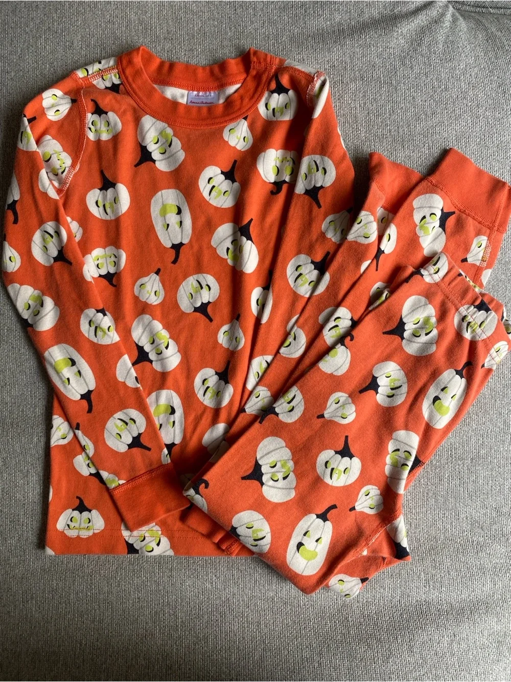 Hanna Andersson Orange Pumpkin Print Kids Pajama Set